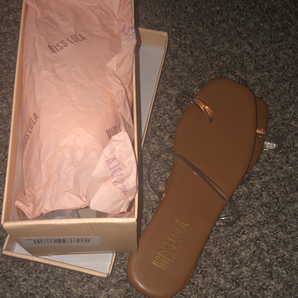 Tan Clear toe ring sandals - Picture 9 of 9